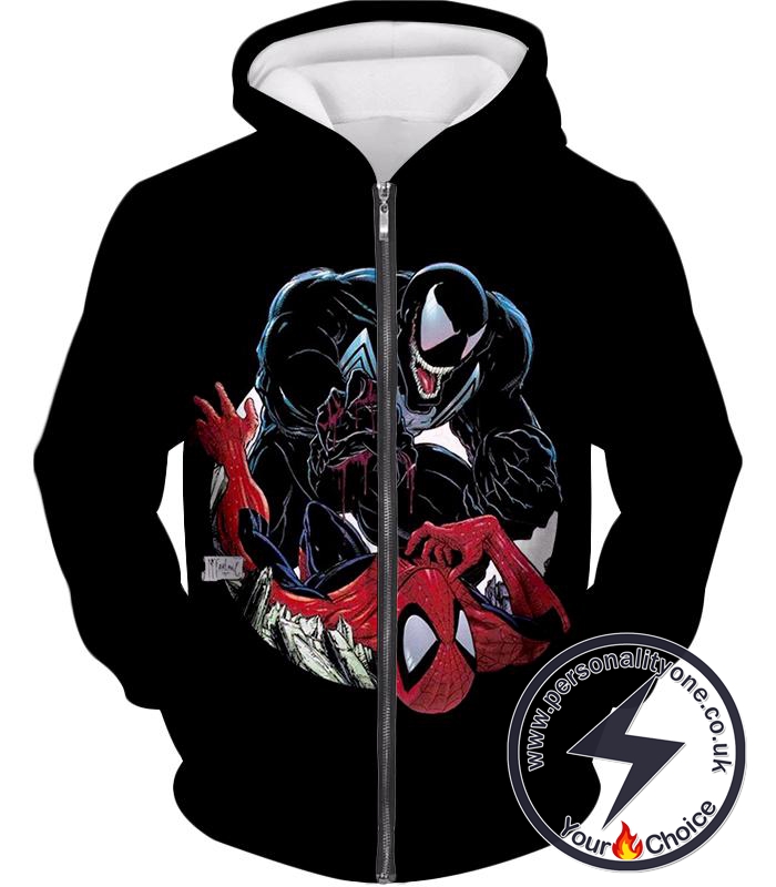 Marvels Venom Vs Spider-Man Black Zip Up Hoodie